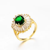 Green Oval Engagement Ring For Women Lady Anniversary Gift