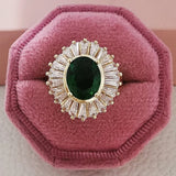 Green Oval Engagement Ring For Women Lady Anniversary Gift
