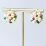 Green Natural Zircon Stud Earring Women Freshwater Pearl Jewelry