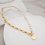 Natural Pearl Pendant Necklace Women Retro Party Jewelry