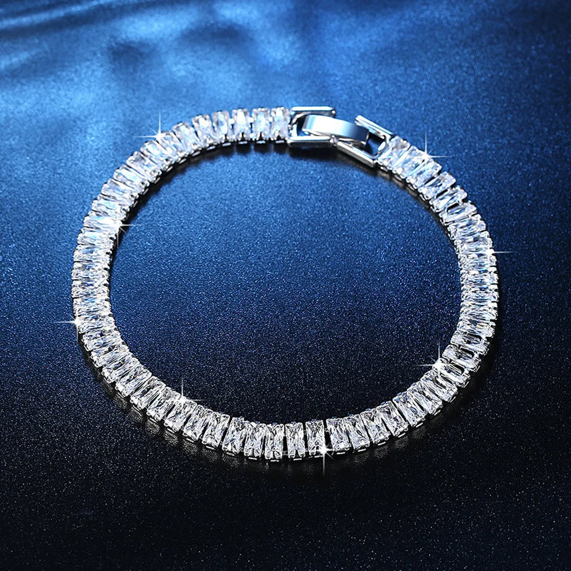 Princess Cut Silver Bracelet Bangle for Women