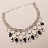 Crystal Pendant Necklace Boho Bridal Wedding Bling Rhinestone Necklace