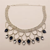 Crystal Pendant Necklace Boho Bridal Wedding Bling Rhinestone Necklace