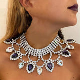 Crystal Pendant Necklace Boho Bridal Wedding Bling Rhinestone Necklace