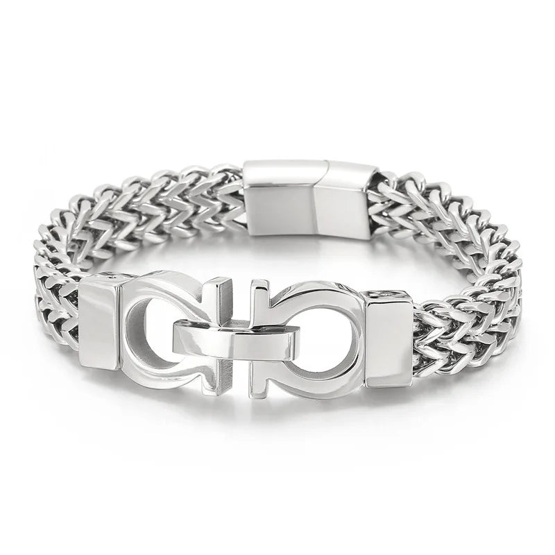 Classic Cuban Chain Men Bracelet Titanium Steel 11mm Width