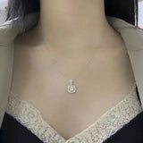 Yellow Cushion S925 Silver Sterling Necklace For Women Anniversary Gift