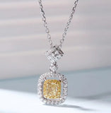 Yellow Cushion S925 Silver Sterling Necklace For Women Anniversary Gift