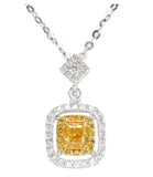 Yellow Cushion S925 Silver Sterling Necklace For Women Anniversary Gift