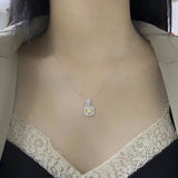 Yellow Cushion Silver Necklace For Women Anniversary Gift