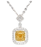 Yellow Cushion Silver Necklace For Women Anniversary Gift