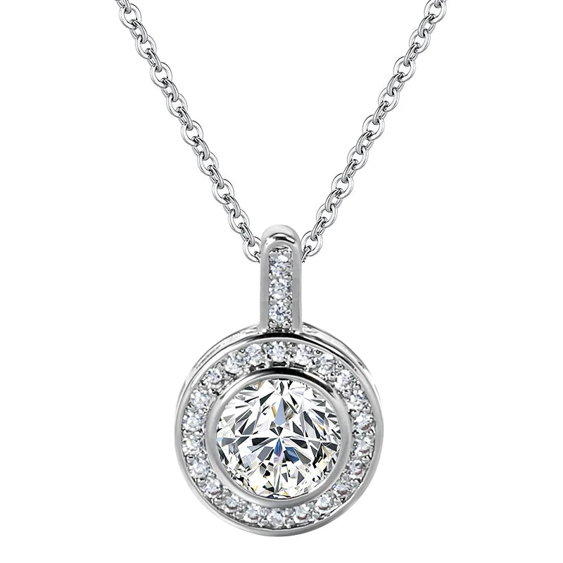 Zircon Pendant Necklace Long Chain Classic Jewelry