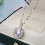Zircon Pendant Necklace Long Chain Classic Jewelry