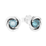 March Sea Aqua Eternity Stud Earrings 925 Sterling Silver Women Jewelry