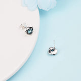 March Sea Aqua Eternity Stud Earrings 925 Sterling Silver Women Jewelry
