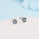 March Sea Aqua Eternity Stud Earrings 925 Sterling Silver Women Jewelry