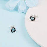 March Sea Aqua Eternity Stud Earrings 925 Sterling Silver Women Jewelry