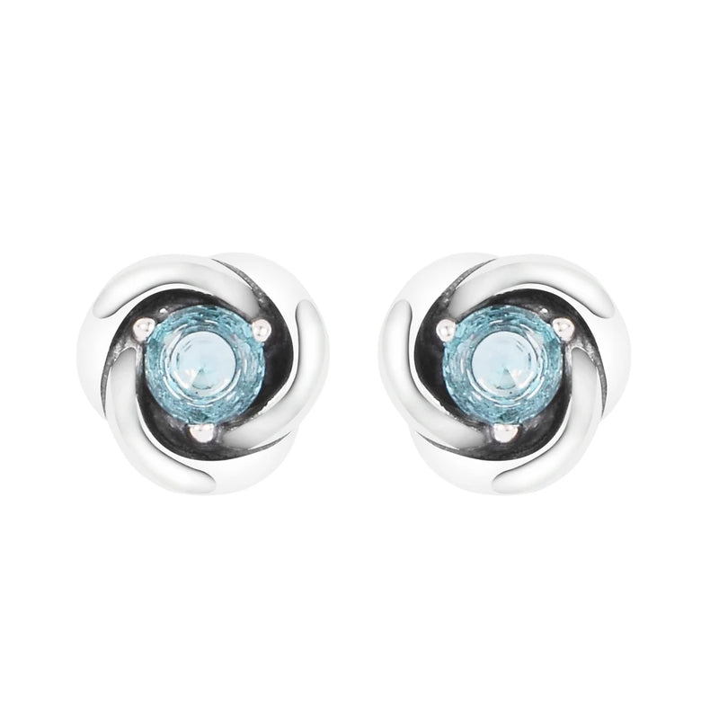March Sea Aqua Eternity Stud Earrings 925 Sterling Silver Women Jewelry