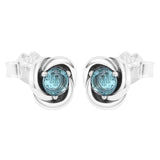 March Sea Aqua Eternity Stud Earrings 925 Sterling Silver Women Jewelry