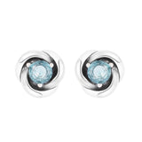 March Sea Aqua Eternity Stud Earrings 925 Sterling Silver Women Jewelry