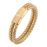 Men's Leather Bracelet Stainless Steel Clasp Wristband