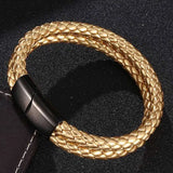 Men's Leather Bracelet Stainless Steel Clasp Wristband
