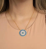 Zirconia Greek Evil Eye Charm Silver Lucky Eyes Necklace Women Girls