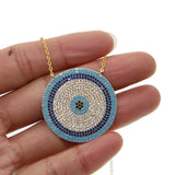 Zirconia Greek Evil Eye Charm Silver Lucky Eyes Necklace Women Girls