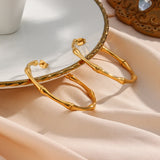 Thin Bamboo Large Hoop Earrings Stainless Steel Plated