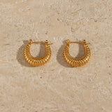 Minimalist Polished Stainless Steel Croissant Hoop Earrings