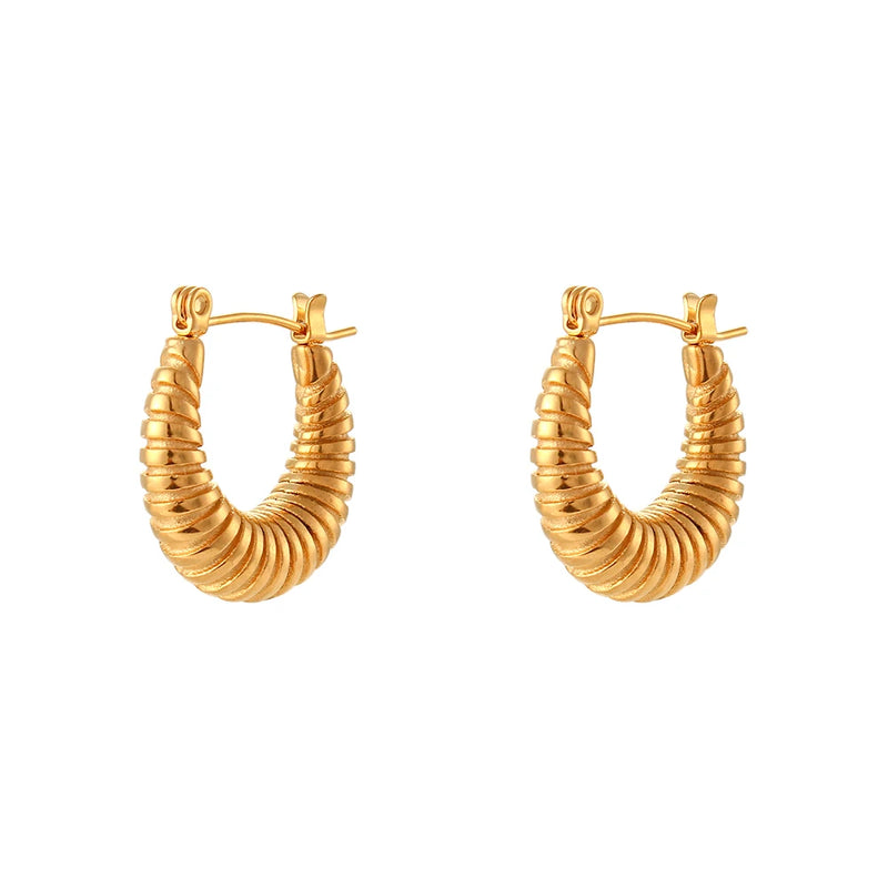 Minimalist Polished Stainless Steel Croissant Hoop Earrings