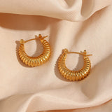 Minimalist Polished Stainless Steel Croissant Hoop Earrings