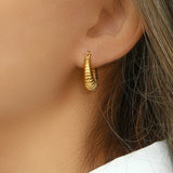 Minimalist Polished Stainless Steel Croissant Hoop Earrings