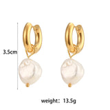 Freshwater Pearl Hoop Earrings Waterproof Stainless Steel