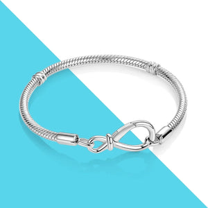 Infinity Knot Snake Chain Bracelet 925 Silver for Charms DIY Jewelry