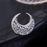 Moon Rhinestone Brooch Pin Copper Jewelry Colorful Crystal Zircon