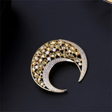 Moon Rhinestone Brooch Pin Copper Jewelry Colorful Crystal Zircon
