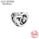 925 Sterling Silver Beads MOM Charm Fit Pan Bracelets