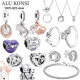 925 Sterling Silver Beads MOM Charm Fit Pan Bracelets
