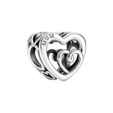 Love Mom Pendant Charm 925 Sterling Silver Bracelet DIY Gift