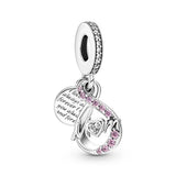 Love Mom Pendant Charm 925 Sterling Silver Bracelet DIY Gift