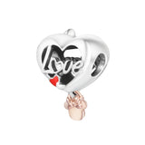 Mouse Love Mum Heart Charm 925 Sterling Silver Bead