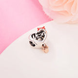 Mouse Love Mum Heart Charm 925 Sterling Silver Bead