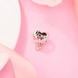 Mouse Love Mum Heart Charm 925 Sterling Silver Bead