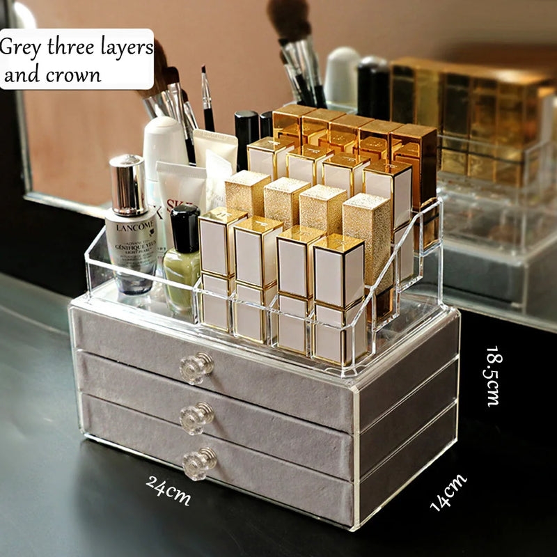 Multi-layer Jewelry Box with Drawer, Desktop Storage, Lipstick Organizer