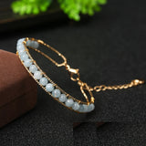 Aquamarine Stone Charm Bracelet Round Beads Xmas Gift