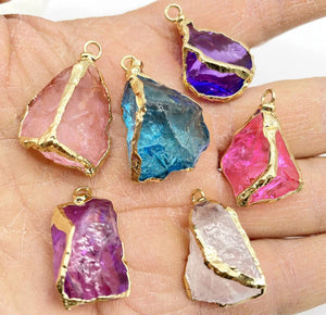 Quartz Crystal Irregular Shape Pendant for DIY Jewelry Making