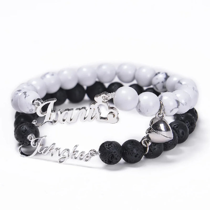 Howlite Beads Bracelet Heart Magnet Couple Bracelets Distance Jewelry