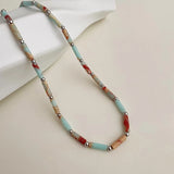 Green Stone Beads Choker Necklace for Women