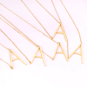 Letter Pendant Necklace Stainless Steel Surname Letters Gift