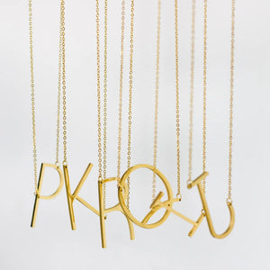 Letter Pendant Necklace Stainless Steel Surname Letters Gift